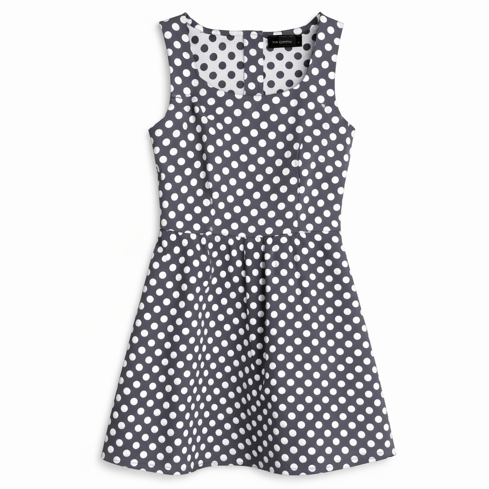 The Limited Gray & White Polka Dot Fit & Flare Dress Size 0